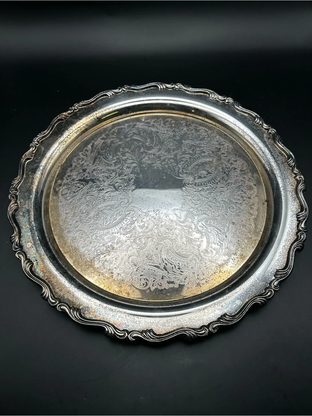 Silverplated Decorative Serving Tray - Ornate Baroque Pattern